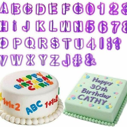 40 stk. fondant-kageudstikkere sæt tal bogstaver alfabet marcipan kage dekoration KLB