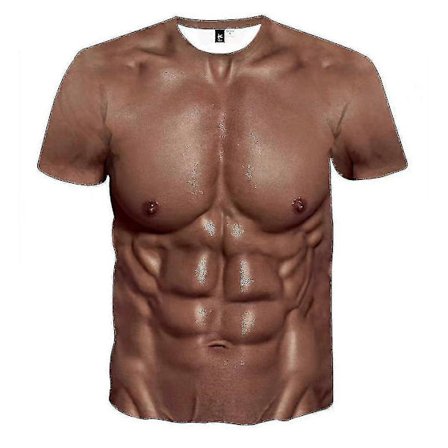 3D Muskeldragt Muskelmand Personlighed Realistisk Kortærmet T-shirt Model C01_yux