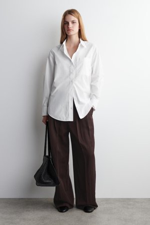 COS Women's Camisa Estructurada De Algodón Pima in Blanco