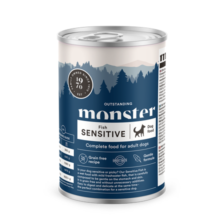 Monster Pet Food - Dog Sensitive Fish Can 400 g - Hund - Hundefôr & hundemat - Våtfôr & våtmat - ZOO.no