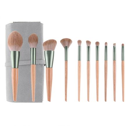 10 stk Professional Makeup Brush Set Foundation Blusher Kosmetisk grå veske gray bag onesize