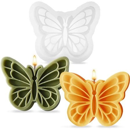 2 ST Butterfly Ljusformar Silikonformar, 3D Butterfly Resinformar Silikon Tvålformar för Tvål Tillverkning Vit Butterfly Epoxihartsformar Choklad M