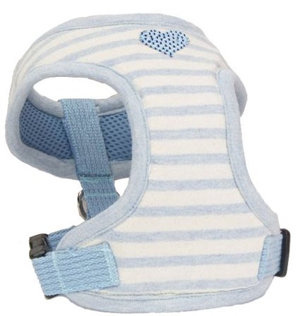Puppy Angel - Stripey Heart - Blå Sele och Koppel - XL - Hundsele