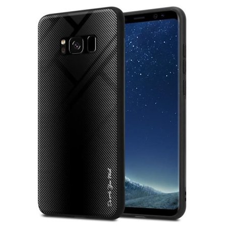 Fodral till Samsung Galaxy S8 Skal i SVART OPAL Fodral Skydd i härdat glas och TPU silikon