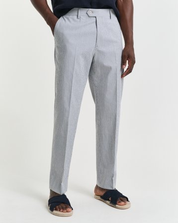 GANT Herren Slim Fit Seersucker Anzughose mit schmal zulaufendem Bein (46) Blau