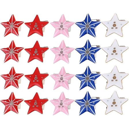 25 LED-broscher Light Up Star Brooch Badge Glow in the Dark Partytröja Scarf Mix för alla hjärtans dag jul