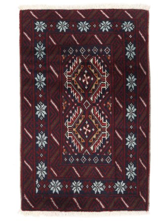 Anudada A Mano Belouch Alfombra 62X97 De Lana Negro/Rojo Oscuro Pequeño