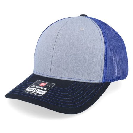 Richardson - Grå trucker Keps - 112 Tri Heather Grey/Royal/Black Trucker @ Hatstore