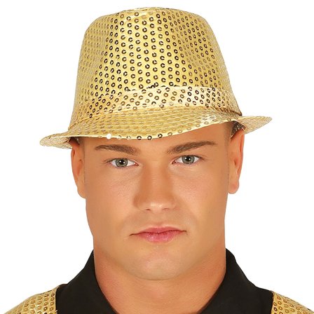 Gangsterhatt med Paljetter Guld