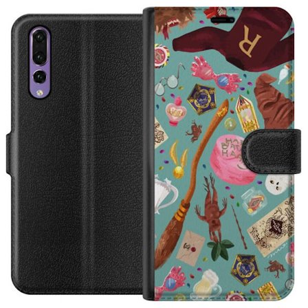 Yhteensopiva Lompakkokotelo Huawei Huawei P20 Pro Maaginen kuvaus velhon sauva, hatun ja mielikuvituksellisten esineiden kanssa leikkisässä satumais