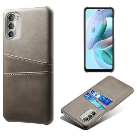 SKALO Moto G51 PU nahkainen korttikotelon kansi - harmaa Grey