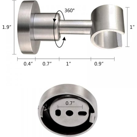 Justerbar duschhållare i 304 rostfritt stål, väggmonterad duschhuvudshållare