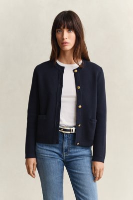 GANT - Strikket bomullsjakke til dame evening blue