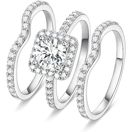 Sølv Forlovelsesringe til Kvinder Piger Sølvringe Cubic Zirconia Ringe til Kvinder Simuleret Diamant Vielsesringe