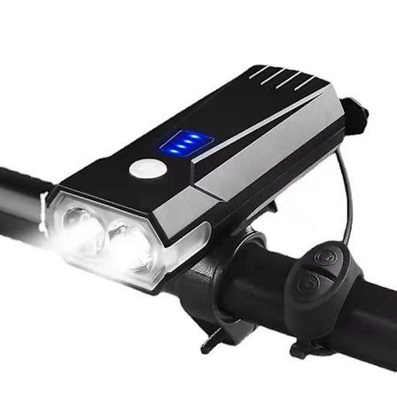 Dww - Dobbel lykt svart sykkel frontlykt T6 dobbel pære høylys hornlampe USB oppladbar multifunksjonell terrengsykkel nattlys