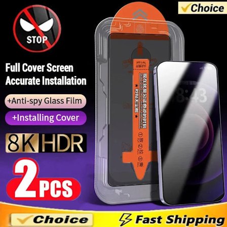 Støvfri installasjon personvern skjermbeskytter kompatibel med IPhone 16 15 14 13 12 11 Pro Max Mini 7 8 15 16 Plus XS X XR Anti