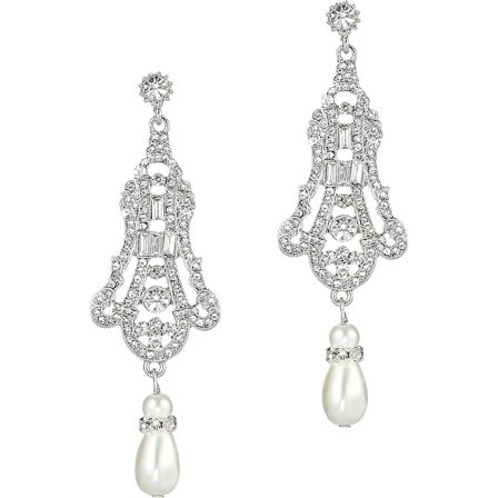 1920-tals Art Deco Gatsby Örhängen 20-tals Flapper Gatsby Tillbehör Vintage Bröllop Hängande Pärlörhängen