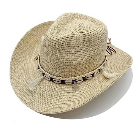 Western halm cowboyhatt dam strand solhatt herr bredbrättad hatt cowboyhatt sommar Panama hatt, beige
