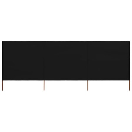 Vindskydd 3 paneler tyg 400x120 cm svart
