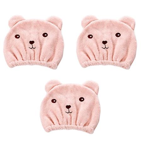 Søt tegneserie bjørn mikrofiber hårføning cap korall fleece