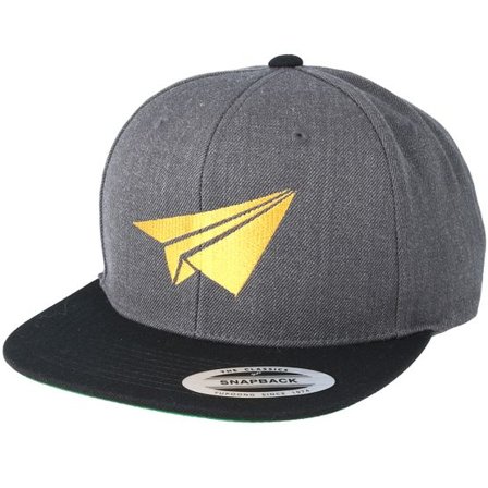 Origami - Grå snapback Keps - Plane Filled Charcoal/Black Snapback @ Hatstore