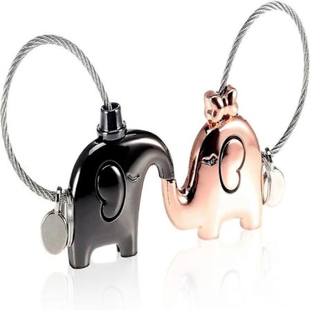 Dww-2 par nøgleringe, aftagelig vedhæng elefantkæde nøgleringe til par elskere Valentinsgave Nøglering i zinklegering bril