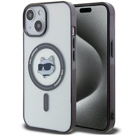 Karl Lagerfeld KLHMP15SHCHNOTK iPhone 15 6.1" läpinäkyvä kovakotelo Choupette's Head MagSafe