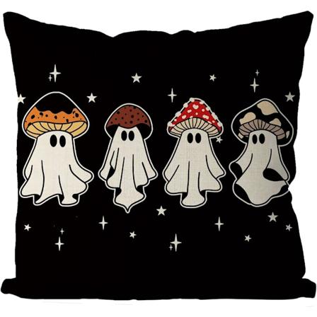 Halloween Putetrekk 18x18 Tommer Halloween Spøkelser Sopp Dekor Putetrekk Svart Ferie Landsted Kasteputer Indo
