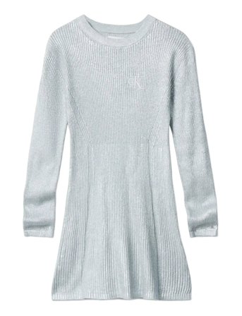 Calvin Klein | Silver Coated Ls Sweater Dress | 152