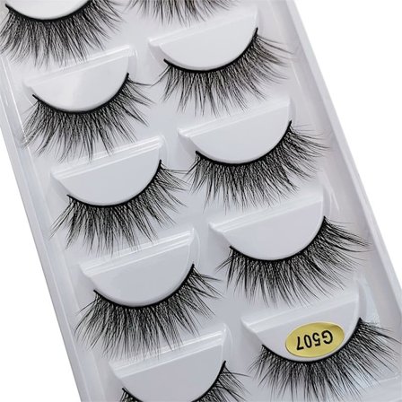 5 par falske øyevipper - 3D faux mink - G507