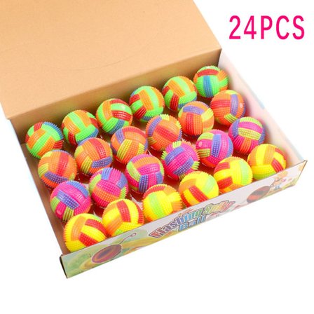 7,5 cm Blinkande Volleyboll Leksak, Massage Studsboll med Ljus och Ljud, 1 låda med 24