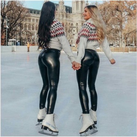 Tagoo dame stretch kunstskinnbukser, sexy svarte