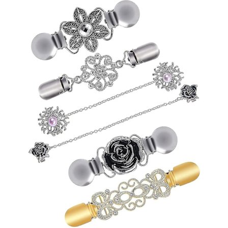 6 stk. Fit Dress Cinch Clips Sæt, Retro Cardigan Krage Clips