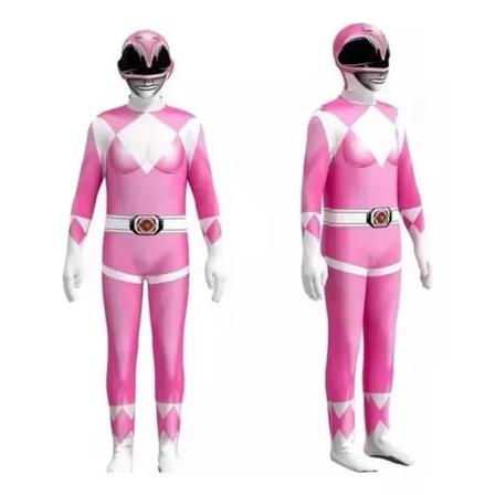 Mighty Morphin Power Rangers Cosplay Kostyme for Barn/Voksne Rosa 180cm