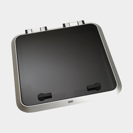 Dekluik Gebo Skylight Flushline, met stag, 180°, 620 x 620 mm (uitsnijdingsmaat), 675 x 675 mm (buitenmaat), zilver/grijs