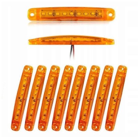 10 stk. Positionslygte 9 Led 12v 24v Orange (FMY)