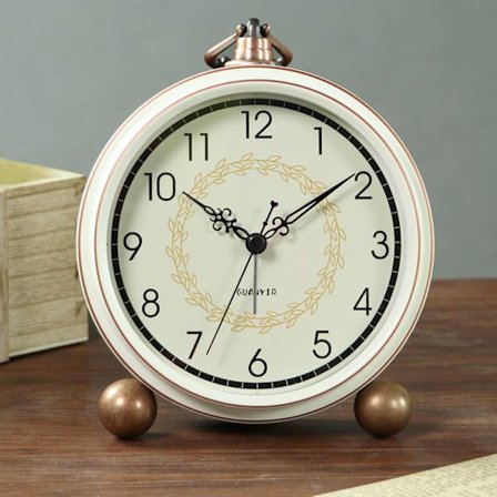 Vekkerklokke, Retro Ikke-tikkende Bordklokke Batteridrevet Liten