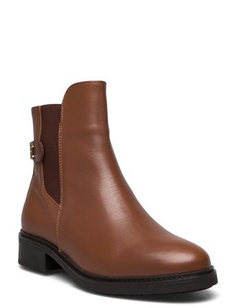Th Leather Flat Boot Shoes Chelsea Boots Ruskea Tommy Hilfiger