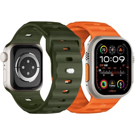 2 kpl Sporttihihna Yhteensopiva Apple Watch Ultra 2 -hihnan/Apple Watch Ultra -hihnan 49 mm 45 mm 44 mm 42 mm kanssa miehille, pehmeä silikoni