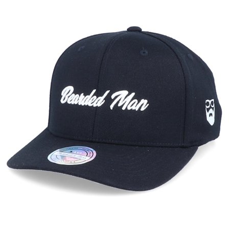 Bearded Man - Zwart adjustable Cap - Beardscript Black/White 110 Adjustable @ Hatstore