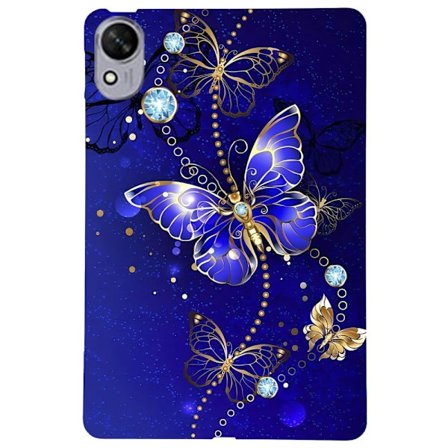 iPad Air 11 (2024) Flexibelt fodral med mönster och tryck Slimmat skyddsfodral för surfplatta - Blå Fjäril