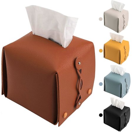 Tissue Box Hållare Rektangulär Fyrkantig, Tissue Box Omslag Dispenser för Bil, Hem, Badrum, Sovrum, Kontor, Nattduksbord, Skrivbord och Bord (04 Brun)