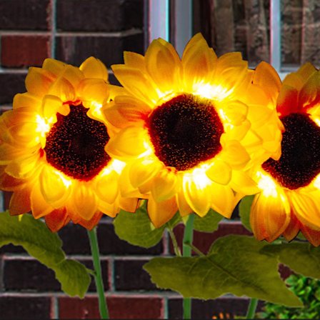 Solcelle hagelys, 2 stk. solcelle solsikke lys, LED vanntett dekorasjonsbelysning for plen, jul, balkong, hage