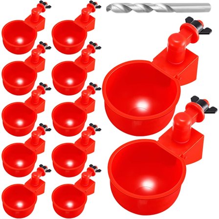 12 Pakk Kylling Drikk Kopper, Materkopp for Kylling And, Tyrkia Kanin, 3/8 Tråd Selvfylling for Fjærfe Vanning