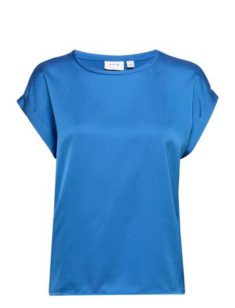Viellette S/S Satin Top/Su - Fav Blue Vila