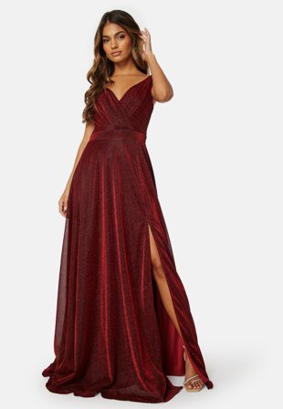 Goddiva Glitter Wrap Maxi Dress Red Klær
