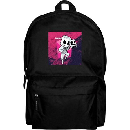 Ryggsekk for Barn | Lett og Praktisk Fortnite Marshmello karakter hvit drakt rosa bakgrunn Fortnite DJ spill design populær stil