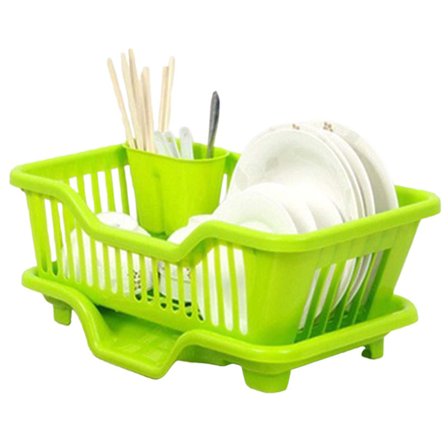 Disktorkställ Diskhållare Diskhållare med Avrinningsbräda för Tallrikar Knivar Skedar och Gafflar (FMY)