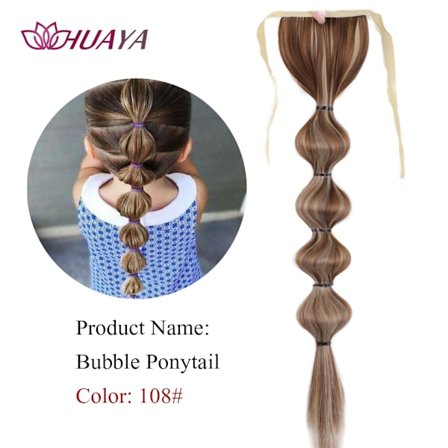 HUAYA Dragsko Lång rak hästsvans Clip In Hair Extensions Syntetiskt hår Bubble hästsvans Värmebeständigt naturligt falskt hår