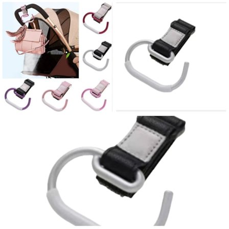 2-pack barnvagnskrokar, justerbara remmar, rymmer upp till 2,5 kg